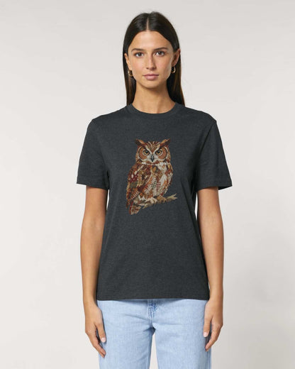 Stepping Green T-Shirt Faux Patchwork Owl T-Shirt