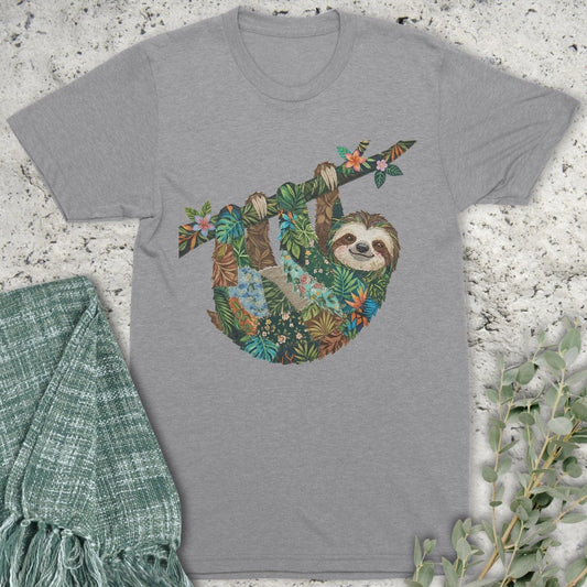 Stepping Green T-Shirt Faux Patchwork Sloth T-Shirt