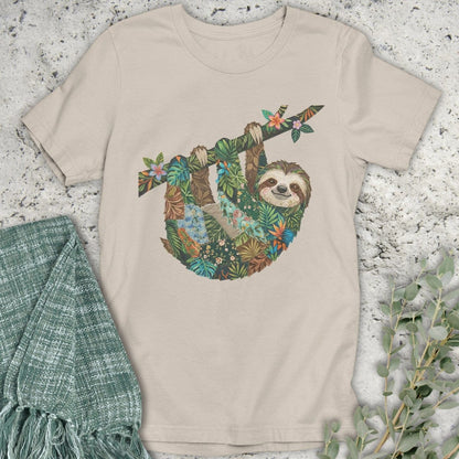 Stepping Green T-Shirt Faux Patchwork Sloth T-Shirt