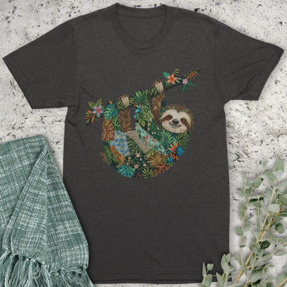 Stepping Green T-Shirt Faux Patchwork Sloth T-Shirt