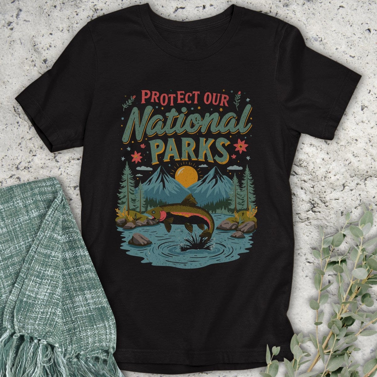 Stepping Green T-Shirt Fish Protect National Parks T-Shirt