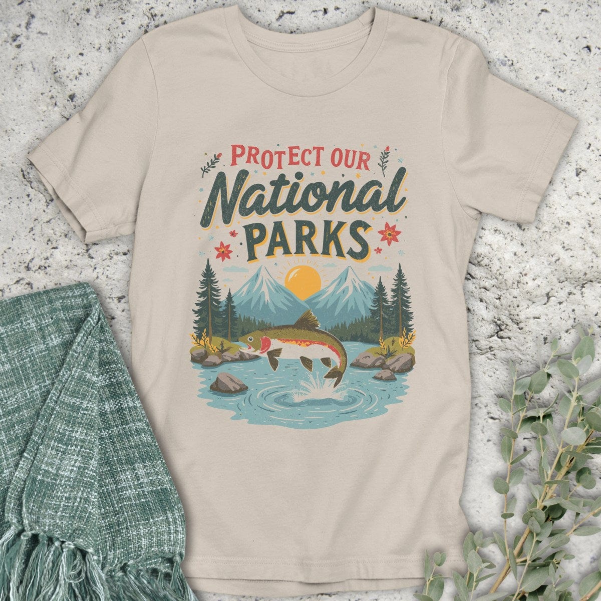 Stepping Green T-Shirt Fish Protect National Parks T-Shirt