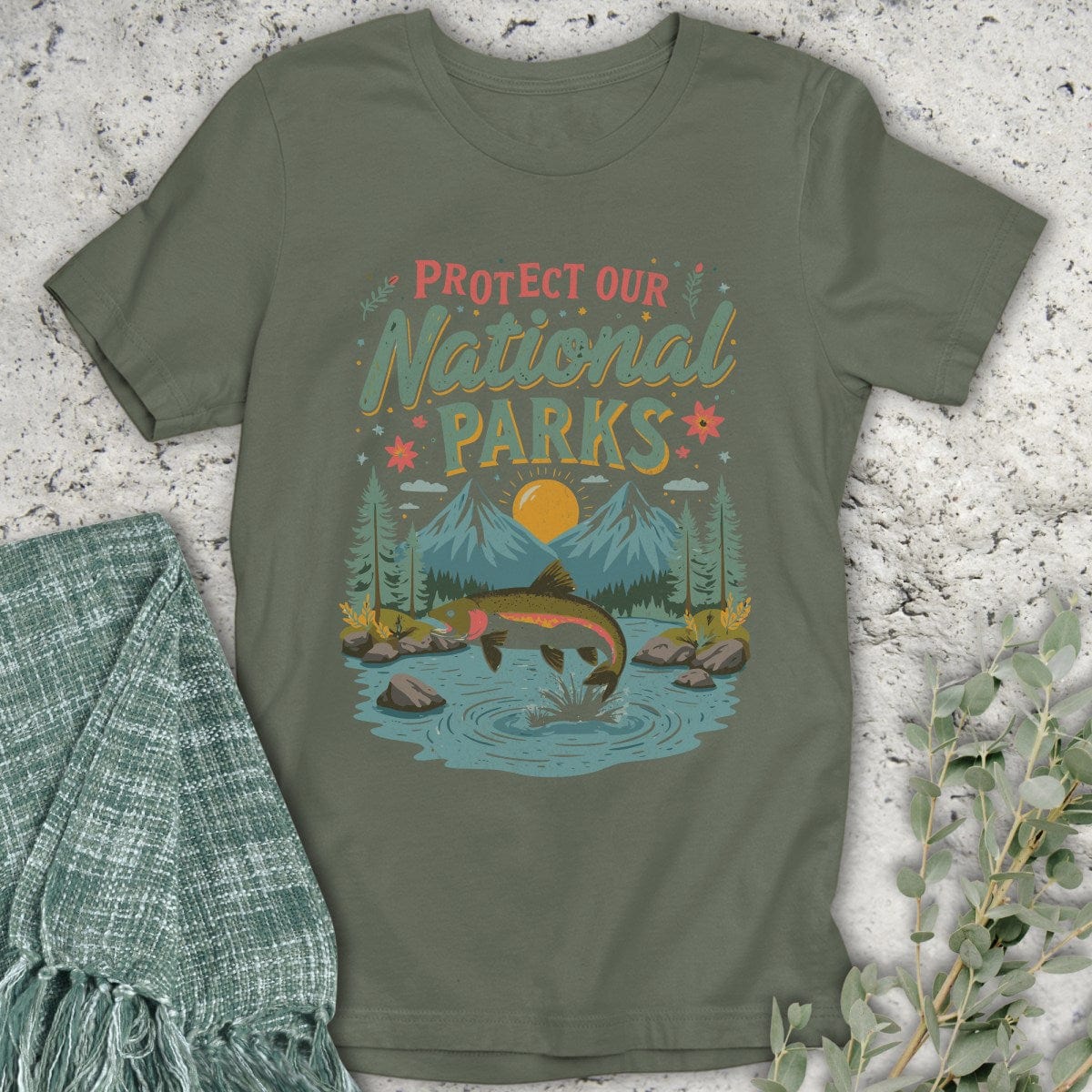 Stepping Green T-Shirt Fish Protect National Parks T-Shirt