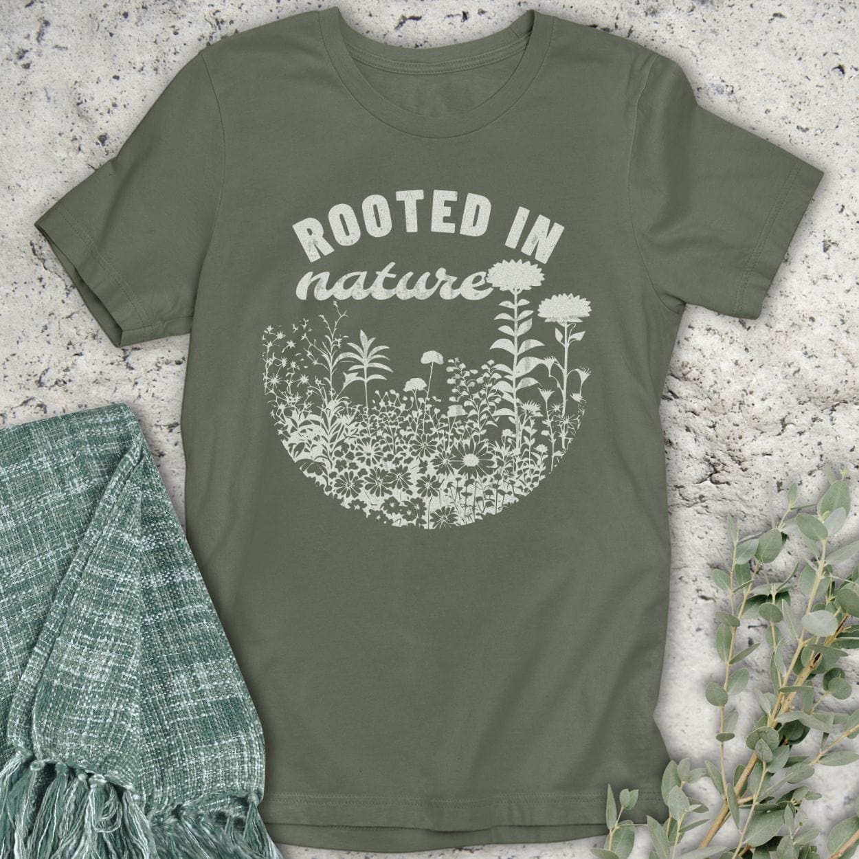 Stepping Green T-Shirt Floral Rooted in Nature T-Shirt