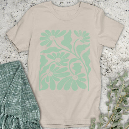 Stepping Green T-Shirt Flower Block T-Shirt
