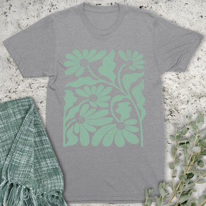 Stepping Green T-Shirt Flower Block T-Shirt