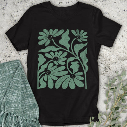 Stepping Green T-Shirt Flower Block T-Shirt
