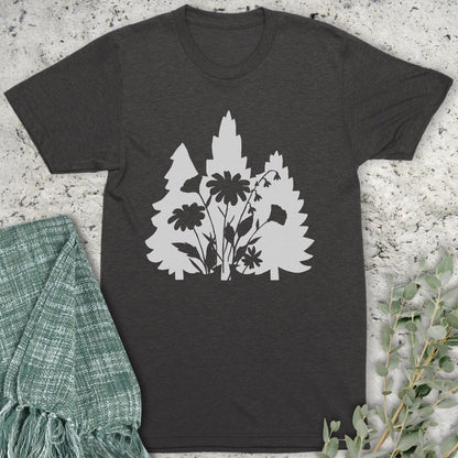 Stepping Green T-Shirt Flower Trees Organic T-Shirt
