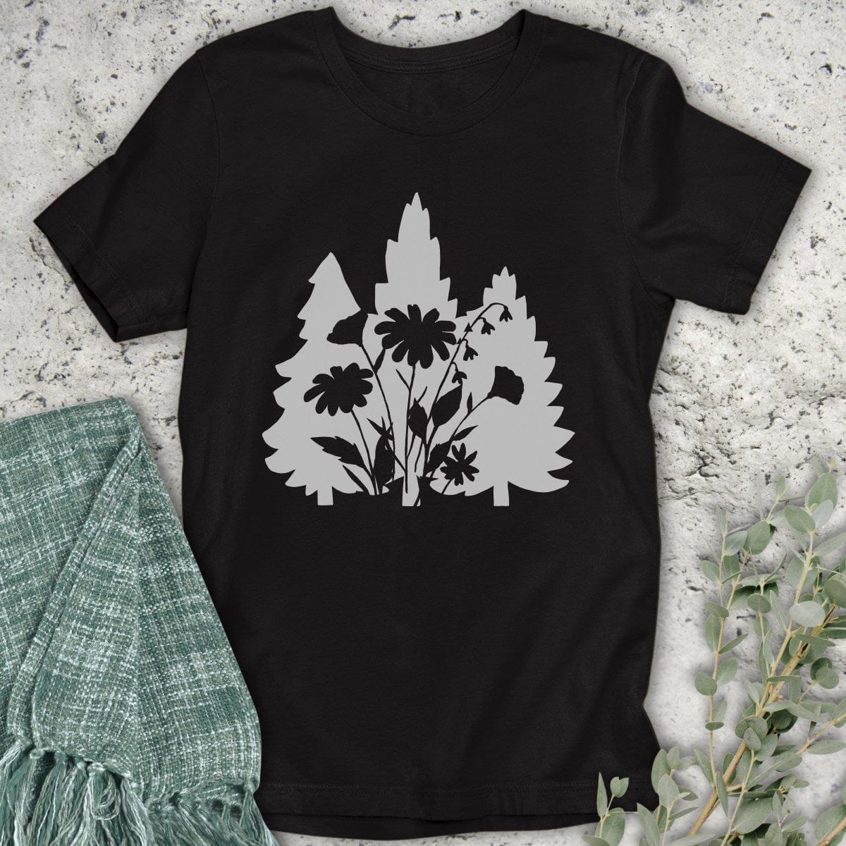 Stepping Green T-Shirt Flower Trees T-Shirt