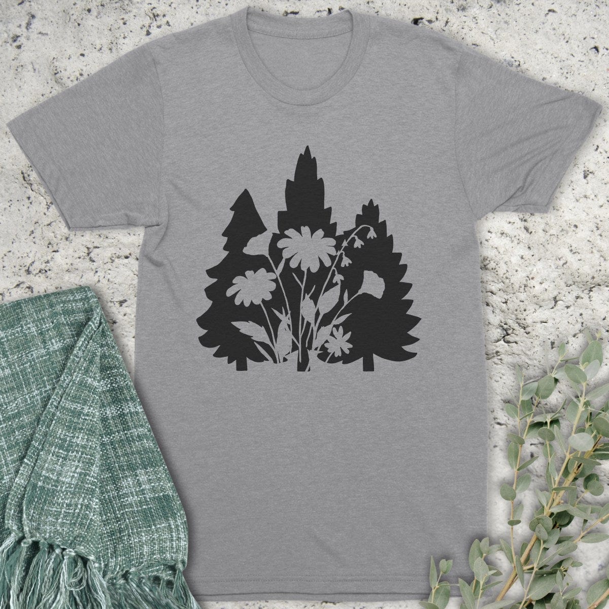 Stepping Green T-Shirt Flower Trees T-Shirt