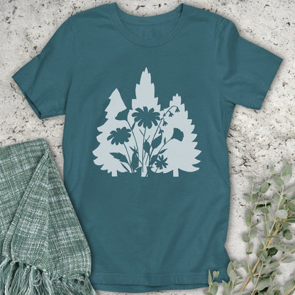 Stepping Green T-Shirt Flower Trees T-Shirt