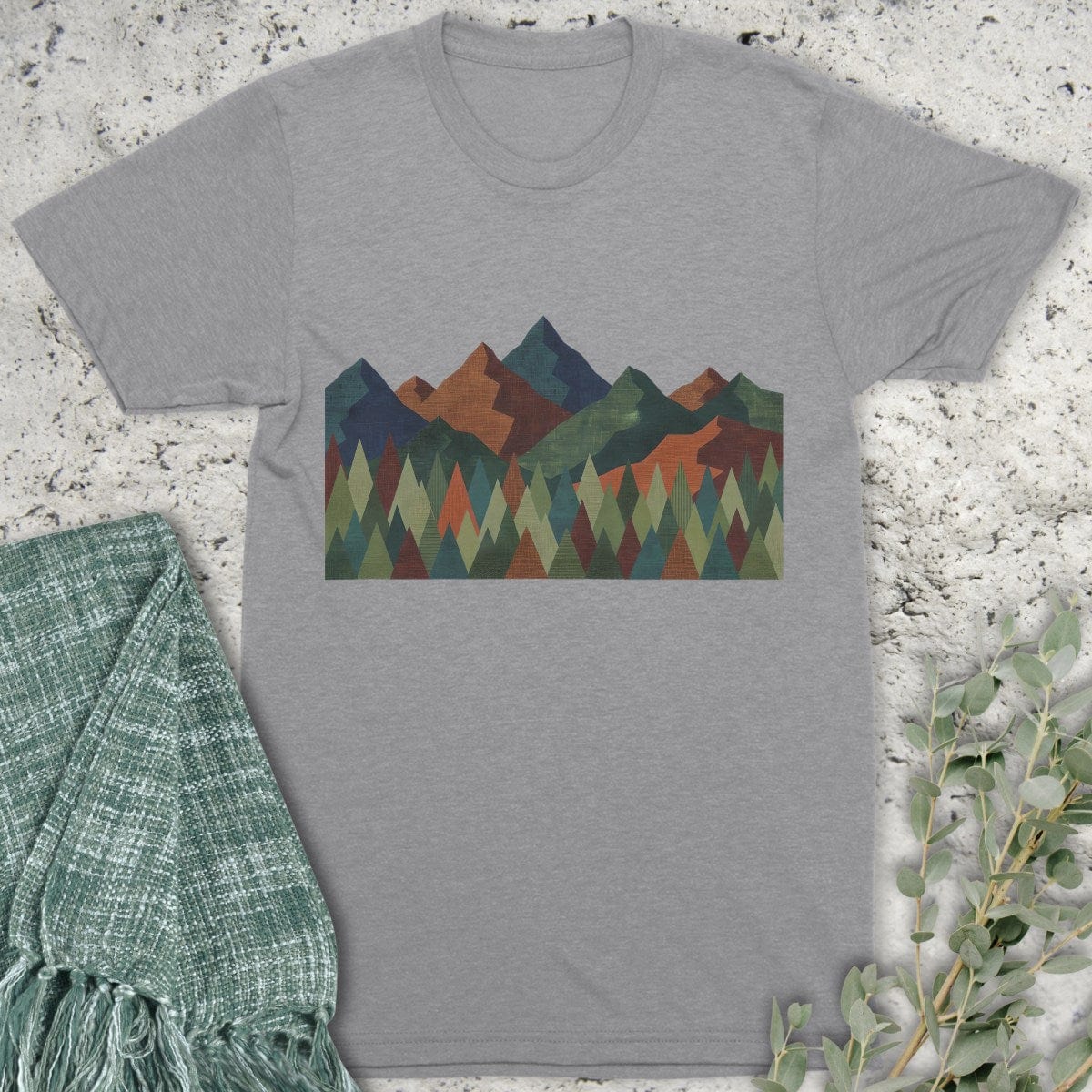 Stepping Green T-Shirt Geometric Mountain T-Shirt
