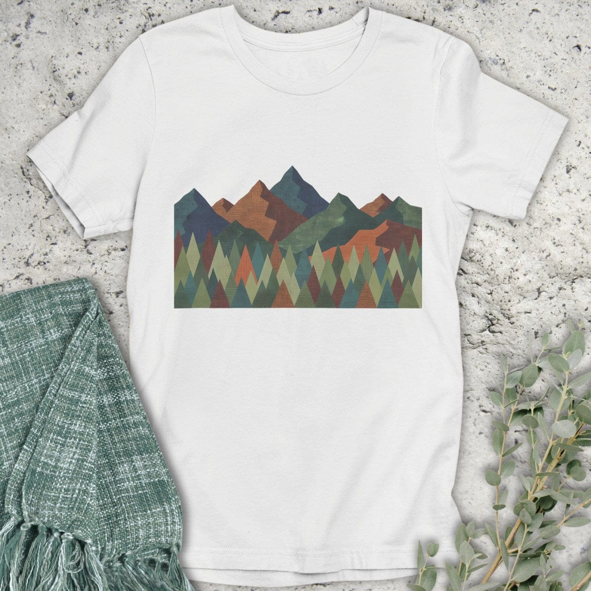 Stepping Green T-Shirt Geometric Mountain T-Shirt