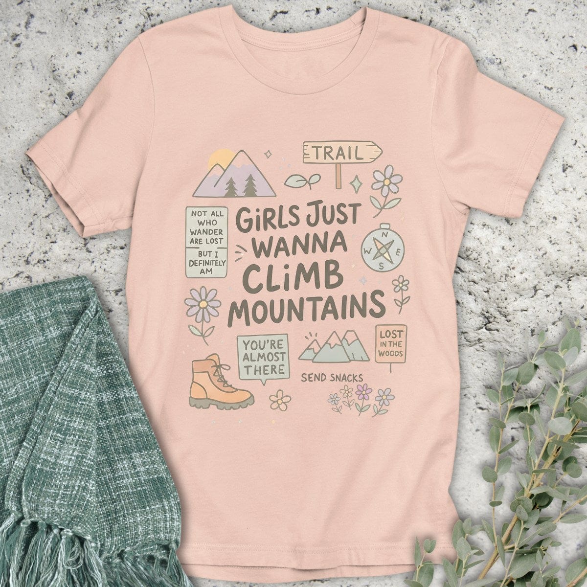 Stepping Green T-Shirt Girls Climb Doodle T-Shirt