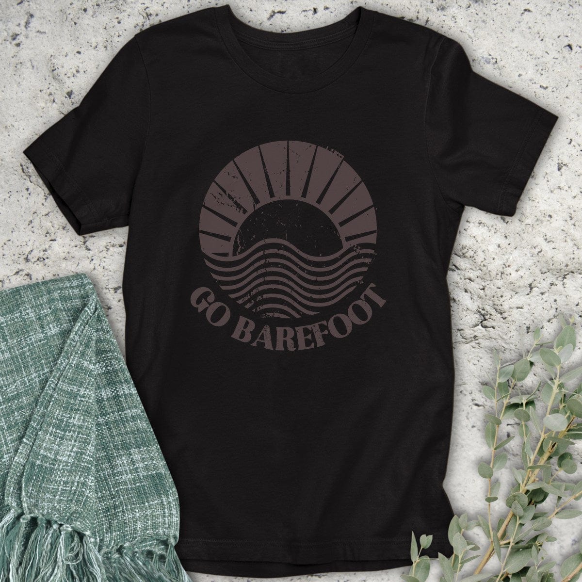 Stepping Green T-Shirt Go Barefoot T-Shirt