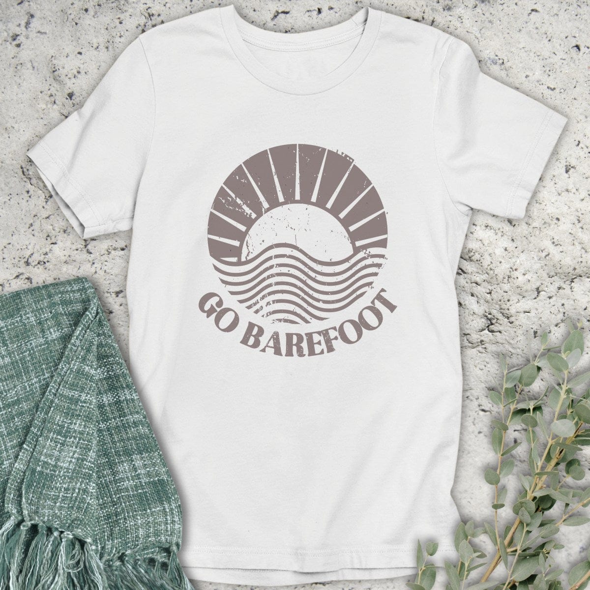 Stepping Green T-Shirt Go Barefoot T-Shirt