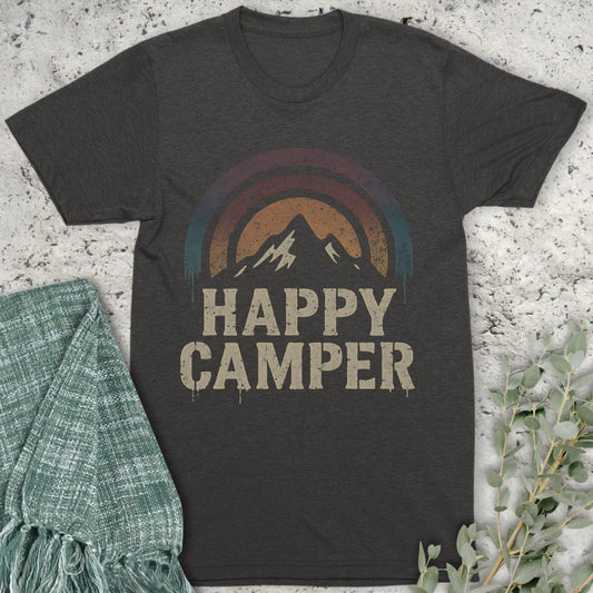 Stepping Green T-Shirt Happy Camper Rainbow Organic T-Shirt