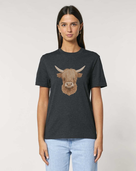 Stepping Green T-Shirt Highland Cow Organic T-Shirt