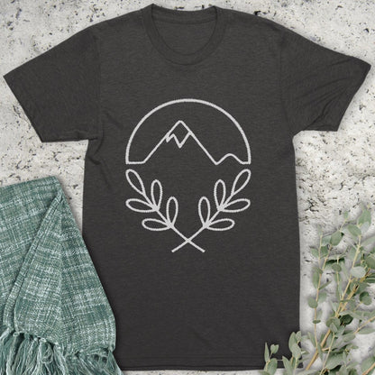Stepping Green T-Shirt Leaf Mountain Lines Organic T-Shirt