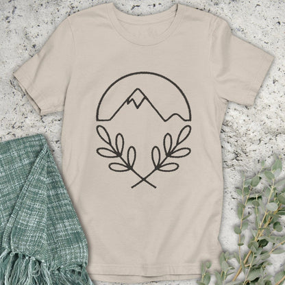 Stepping Green T-Shirt Leaf Mountain Lines T-Shirt
