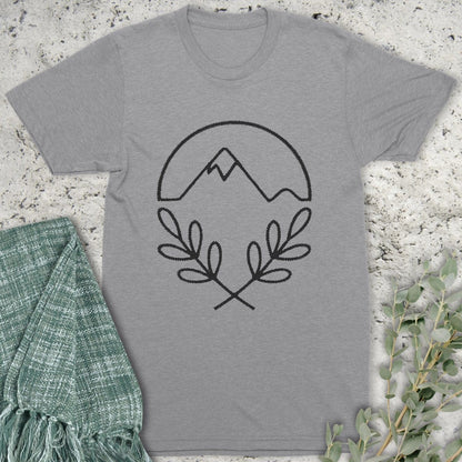 Stepping Green T-Shirt Leaf Mountain Lines T-Shirt