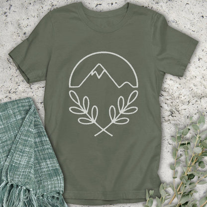 Stepping Green T-Shirt Leaf Mountain Lines T-Shirt