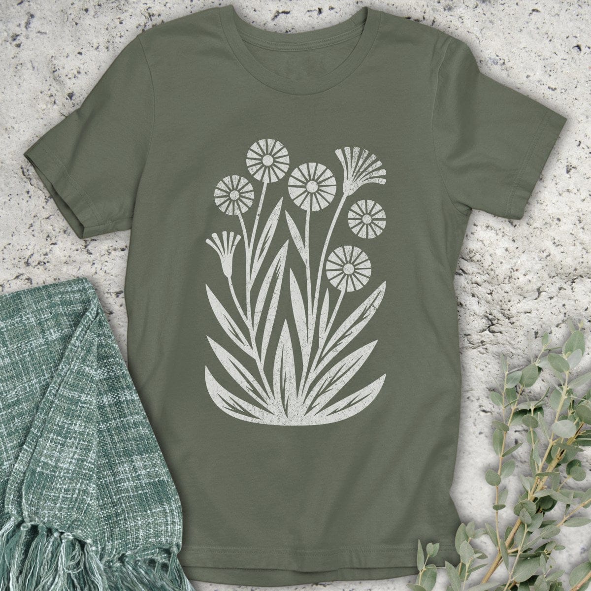 Stepping Green T-Shirt Minimalist Wildflower Organic T-Shirt