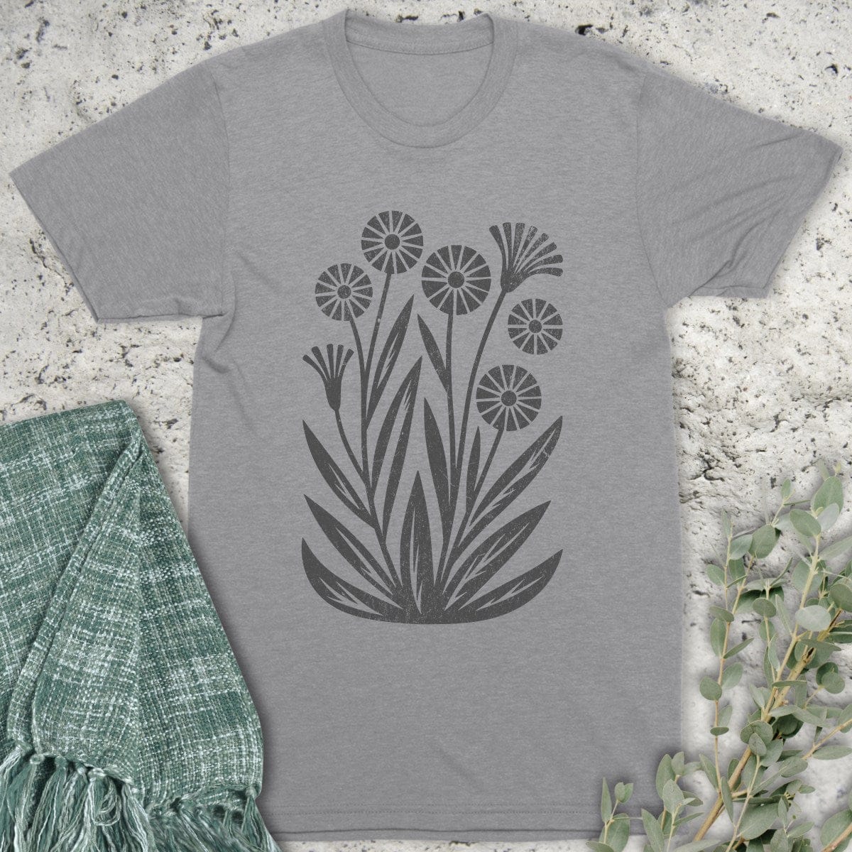 Stepping Green T-Shirt Minimalist Wildflower Organic T-Shirt