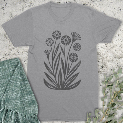 Stepping Green T-Shirt Minimalist Wildflower Organic T-Shirt