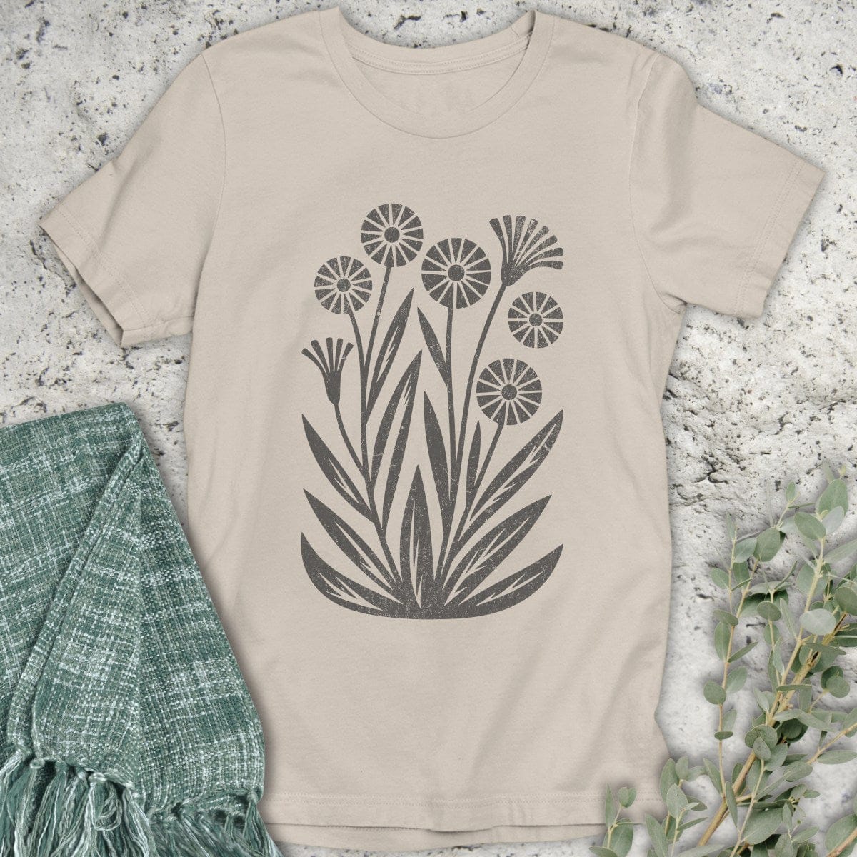 Stepping Green T-Shirt Minimalist Wildflower Organic T-Shirt
