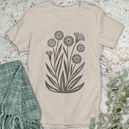 Stepping Green T-Shirt Minimalist Wildflower Organic T-Shirt