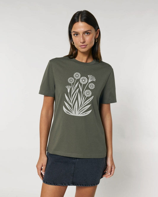 Stepping Green T-Shirt Minimalist Wildflower Organic T-Shirt