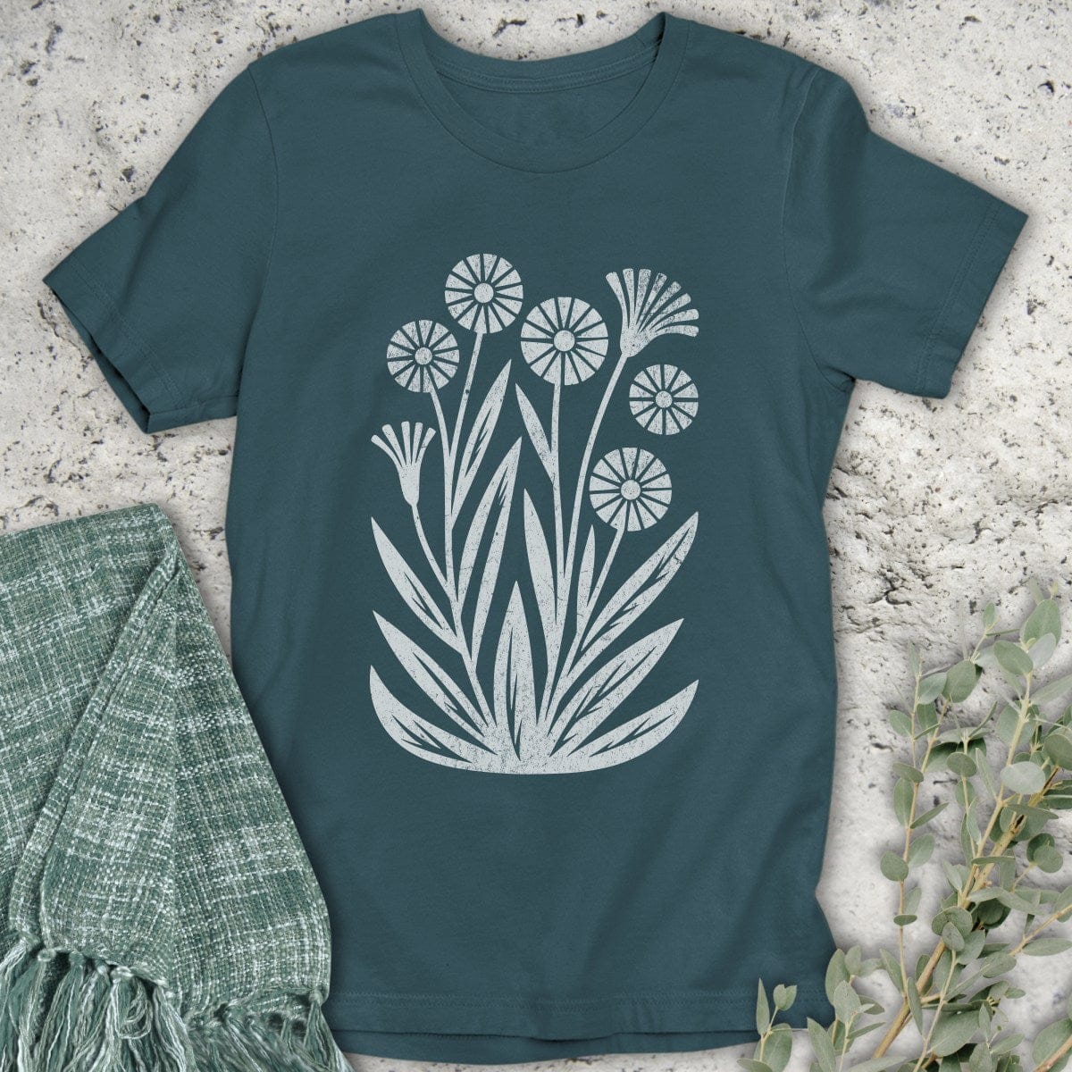 Stepping Green T-Shirt Minimalist Wildflower Organic T-Shirt