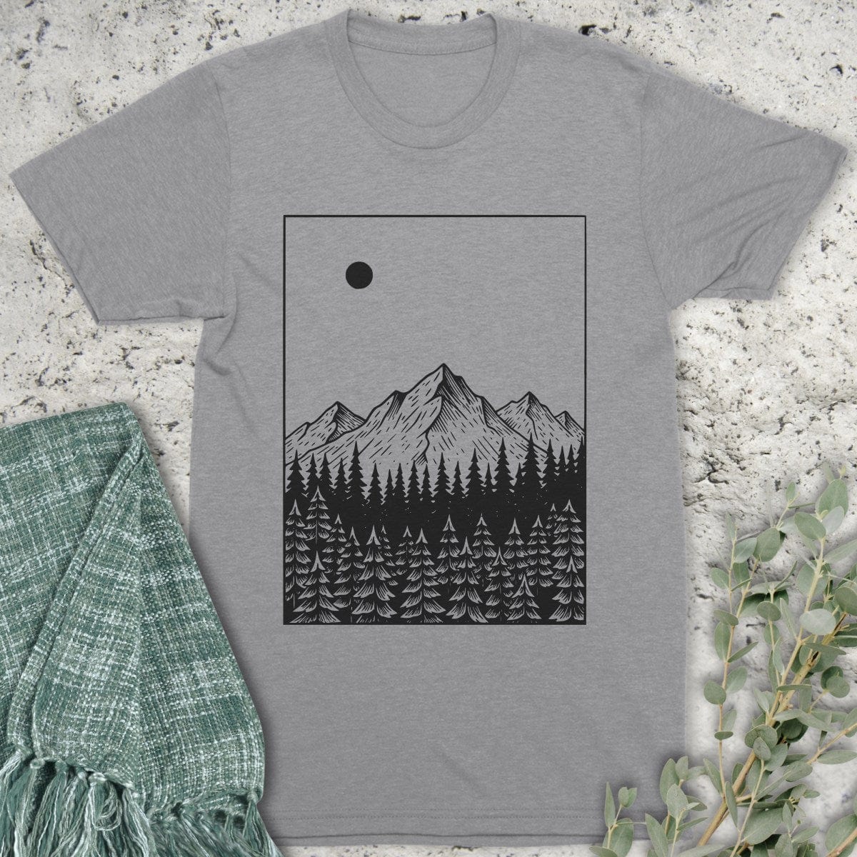 Stepping Green T-Shirt Mountain Moon T-Shirt