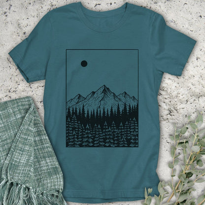 Stepping Green T-Shirt Mountain Moon T-Shirt