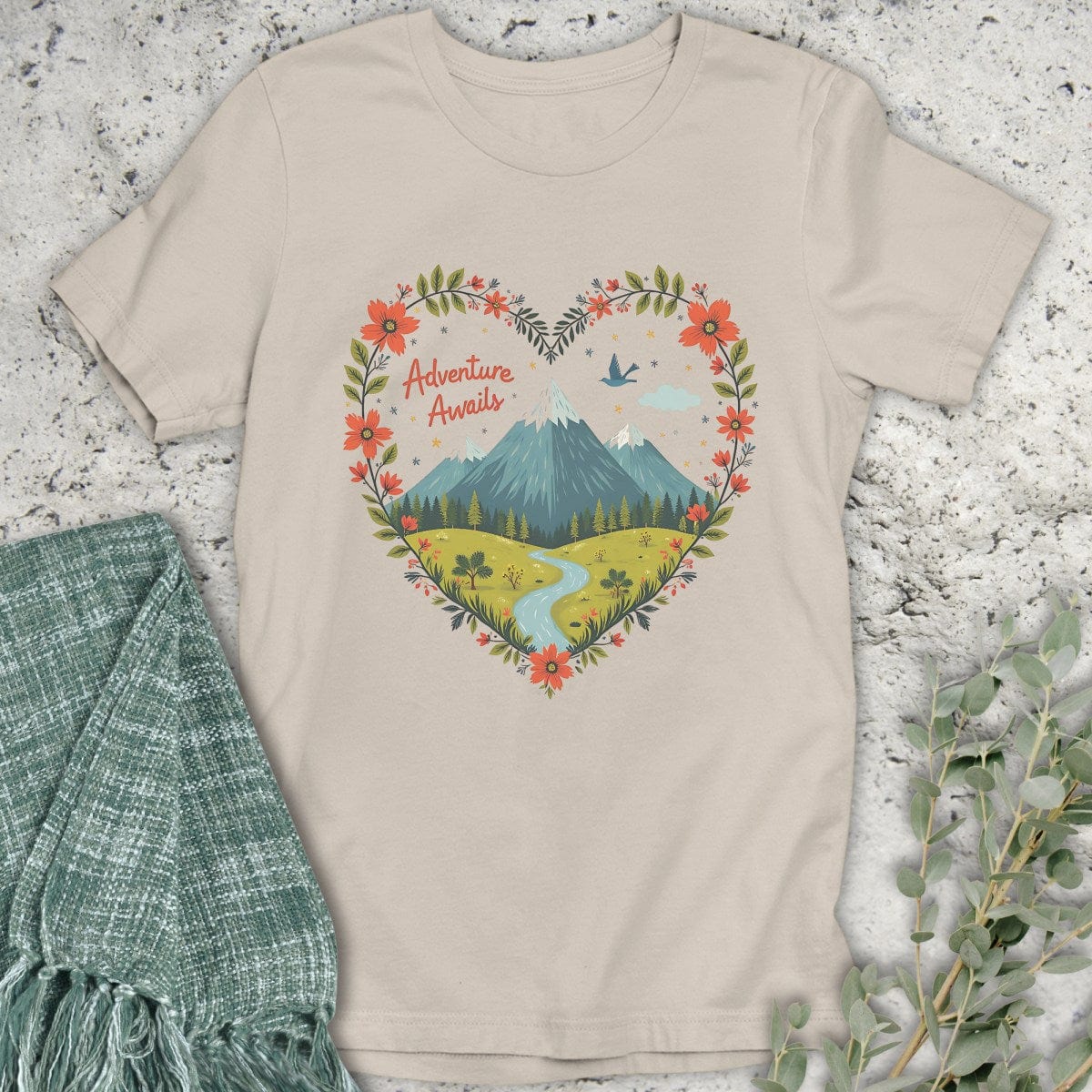 Stepping Green T-Shirt Mountain Peaks Adventure Awaits T-Shirt