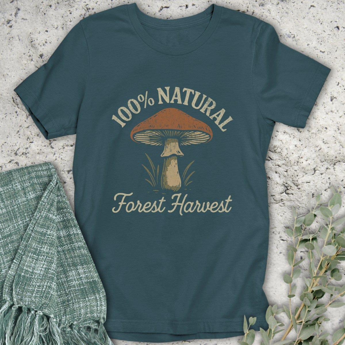 Stepping Green T-Shirt Mushroom Forest Harvest Organic T-Shirt