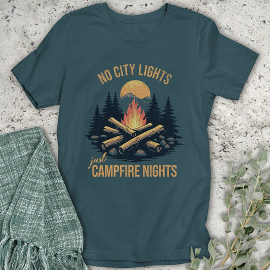 Stepping Green T-Shirt No City Lights Campfire Organic T-Shirt