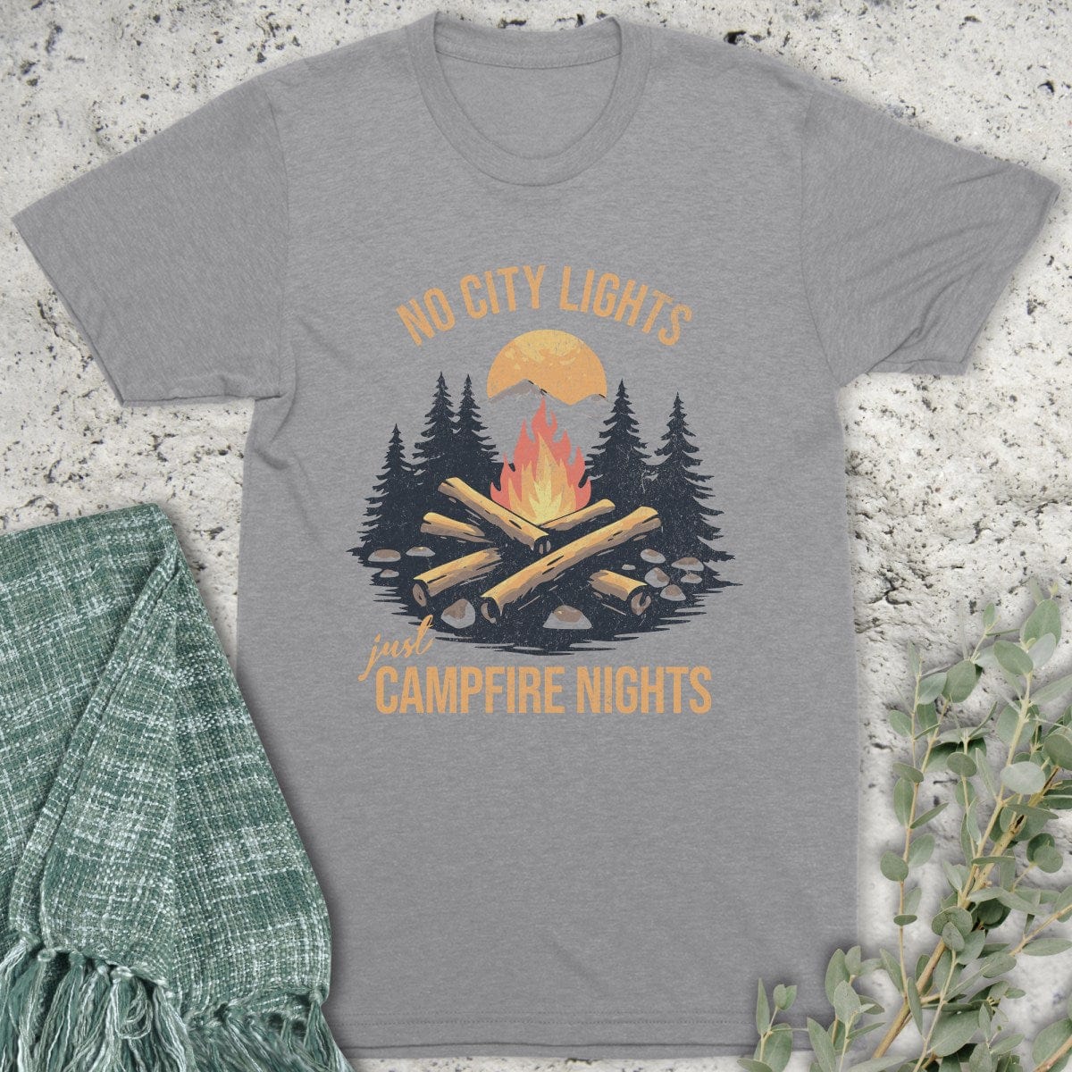 Stepping Green T-Shirt No City Lights Campfire T-Shirt