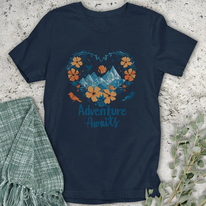 Stepping Green T-Shirt Orange Heart Adventure Awaits T-Shirt