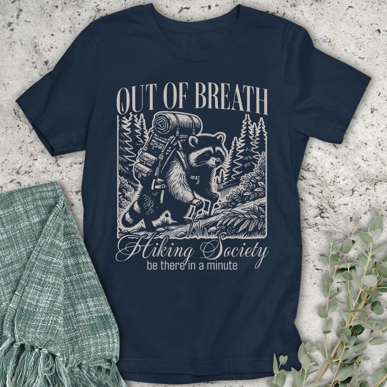 Stepping Green T-Shirt Out of Breath Racoon T-Shirt