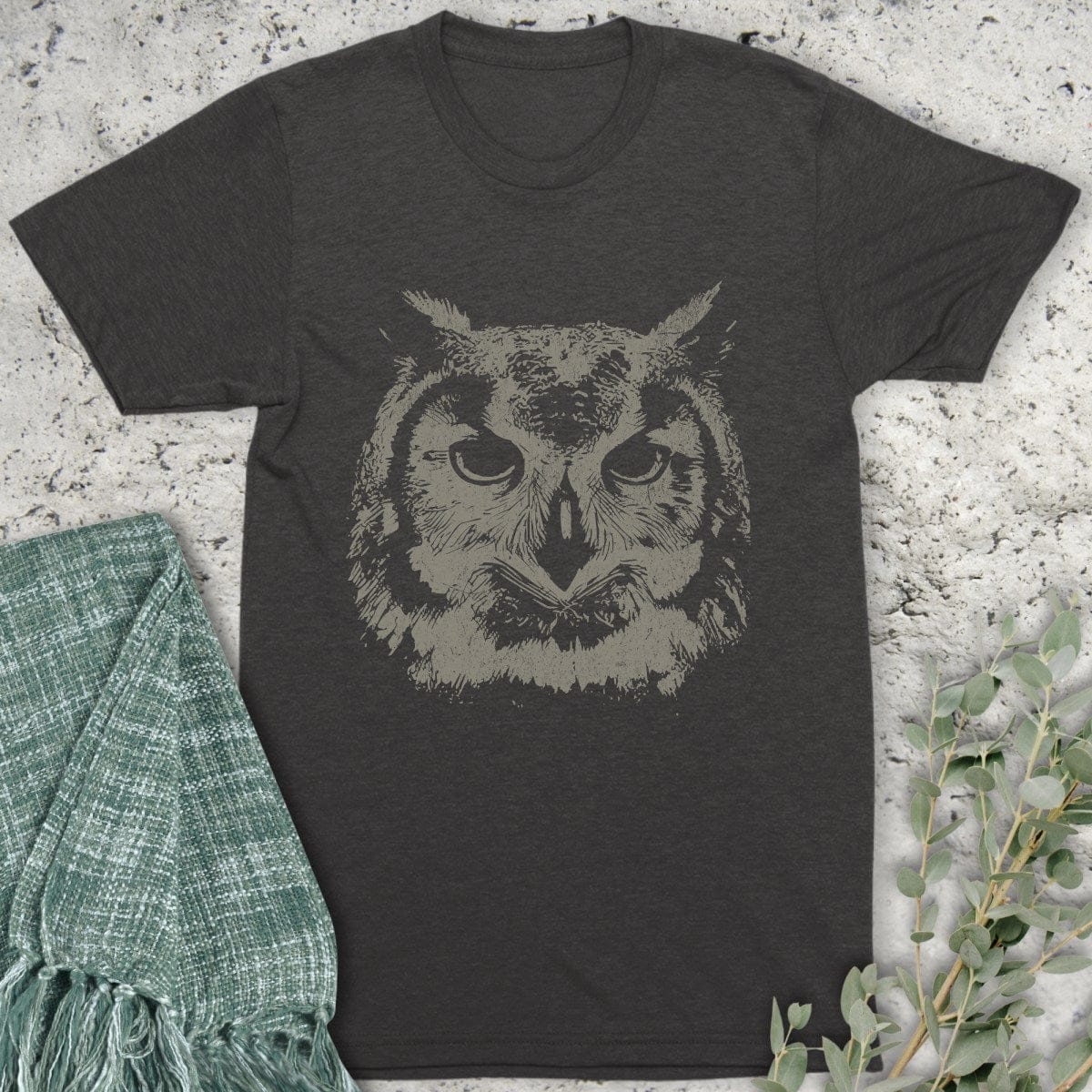 Stepping Green T-Shirt Owl Head Organic T-Shirt