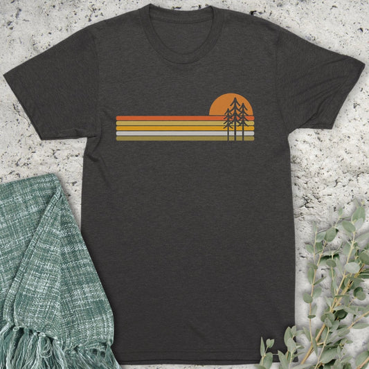 Stepping Green T-Shirt Pine Tree Sunset Organic T-Shirt
