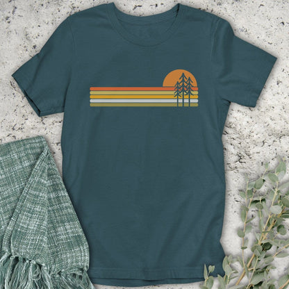 Stepping Green T-Shirt Pine Tree Sunset Organic T-Shirt