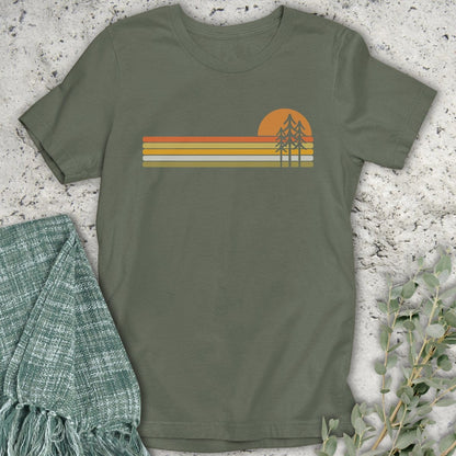Stepping Green T-Shirt Pine Tree Sunset T-Shirt