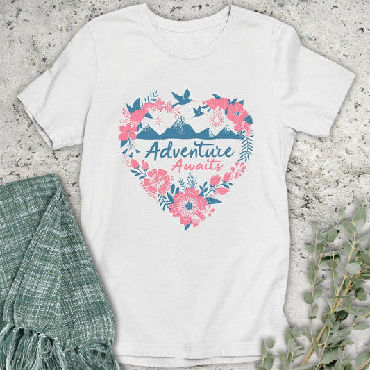 Stepping Green T-Shirt Pink Heart Adventure Awaits T-Shirt
