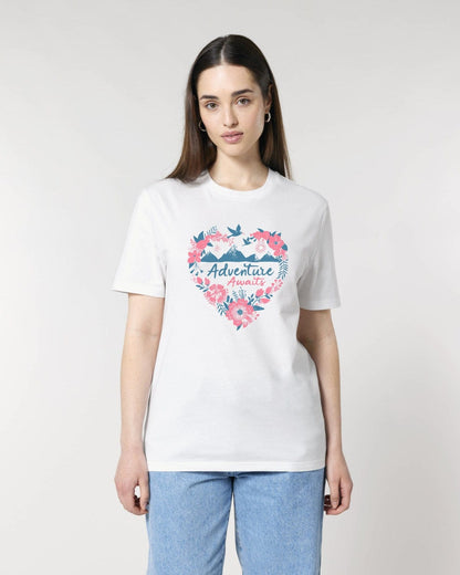 Stepping Green T-Shirt Pink Heart Adventure Awaits T-Shirt
