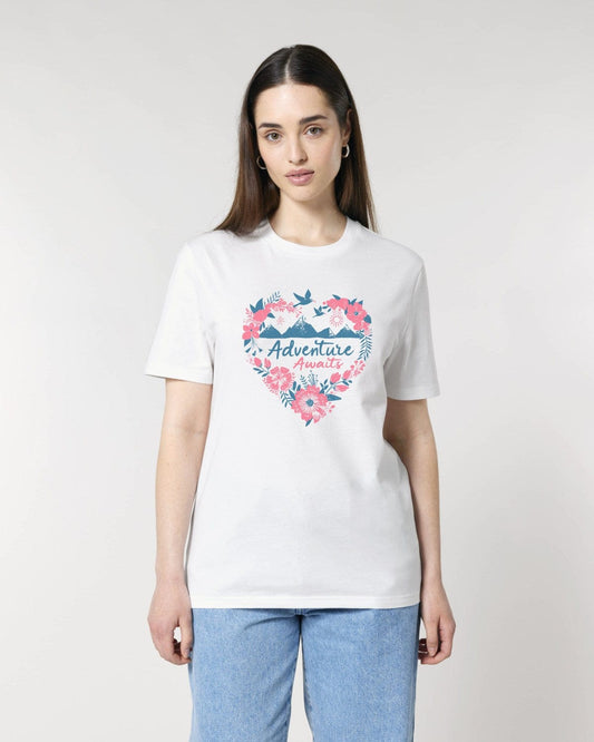Stepping Green T-Shirt Pink Heart Adventure Awaits T-Shirt