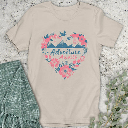 Stepping Green T-Shirt Pink Heart Adventure Awaits T-Shirt