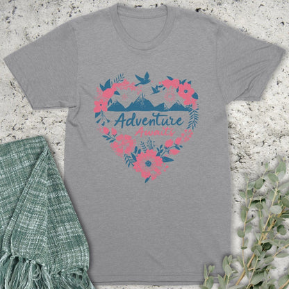 Stepping Green T-Shirt Pink Heart Adventure Awaits T-Shirt